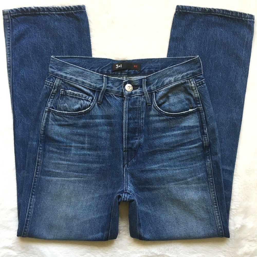 3x1 NYC High Rise Straight Crop Malone Wash Jeans